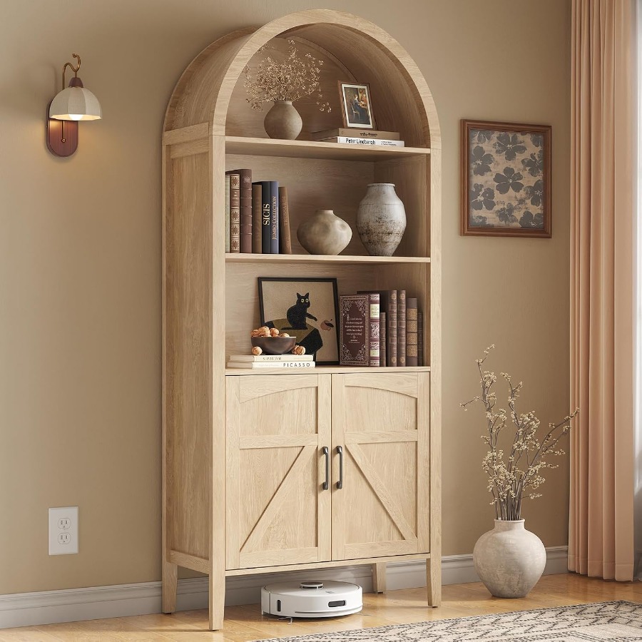 Bookshelf - 71 cm Genişliğinde, Kavisli Tasarımlı, Ayarlanabilir